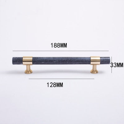 Layla Handle - Natural Marble/Crystal + brass T Handles Luxury