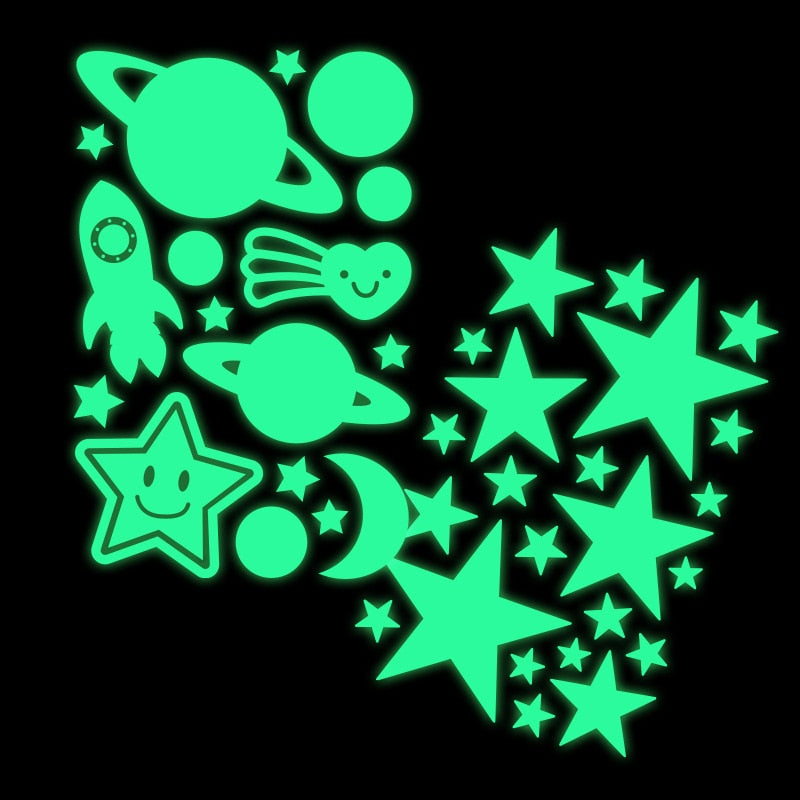 3D Bubble Luminous Stars Moon Dots Wall Stickers For Kids Room Bedroom