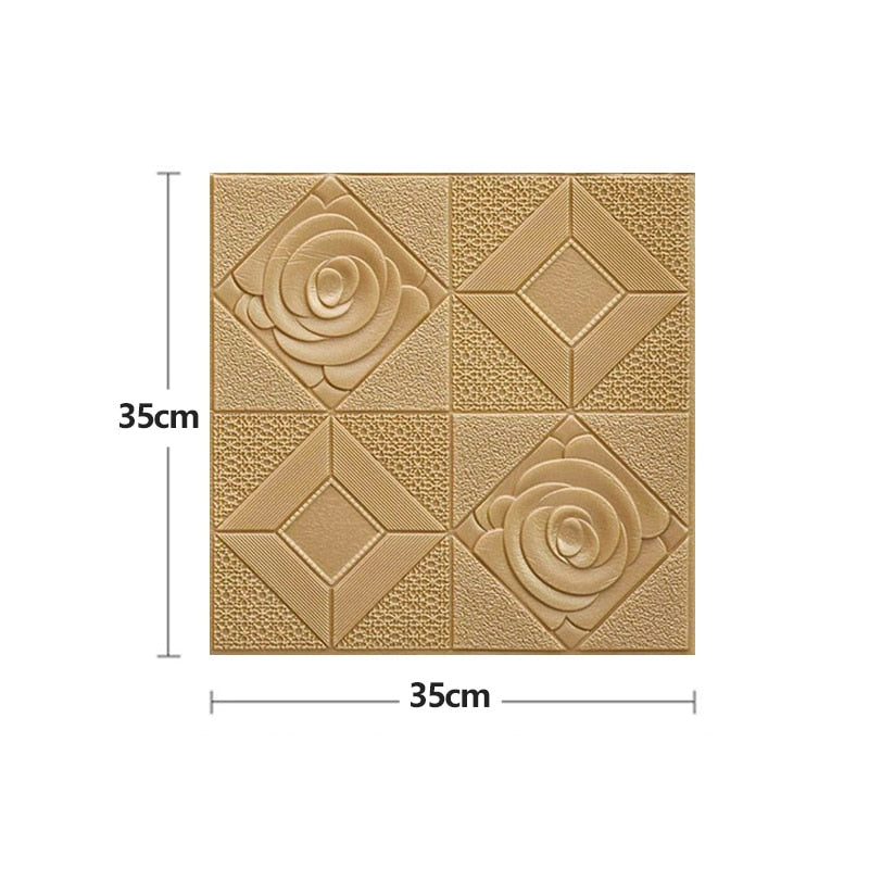 20Pcs Pattern Sticker Wall Panel 3D Foam Wallpaper Bedroom Living Room Decor
