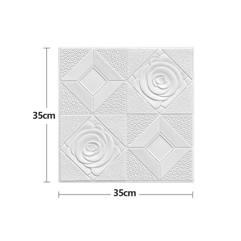 20Pcs Pattern Sticker Wall Panel 3D Foam Wallpaper Bedroom Living Room Decor