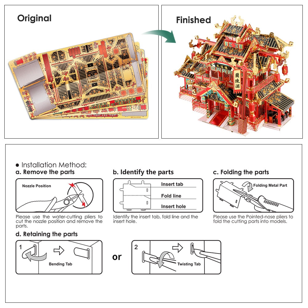 Piececool 3D Metal Puzzle -Restaurant Assemble Jigsaw Toy ,Model Building
