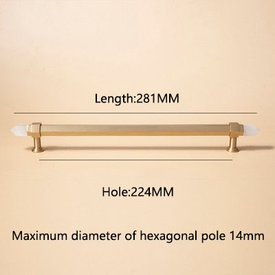 Luver Handle - Natural crystal+ Solid brass Handles Luxury