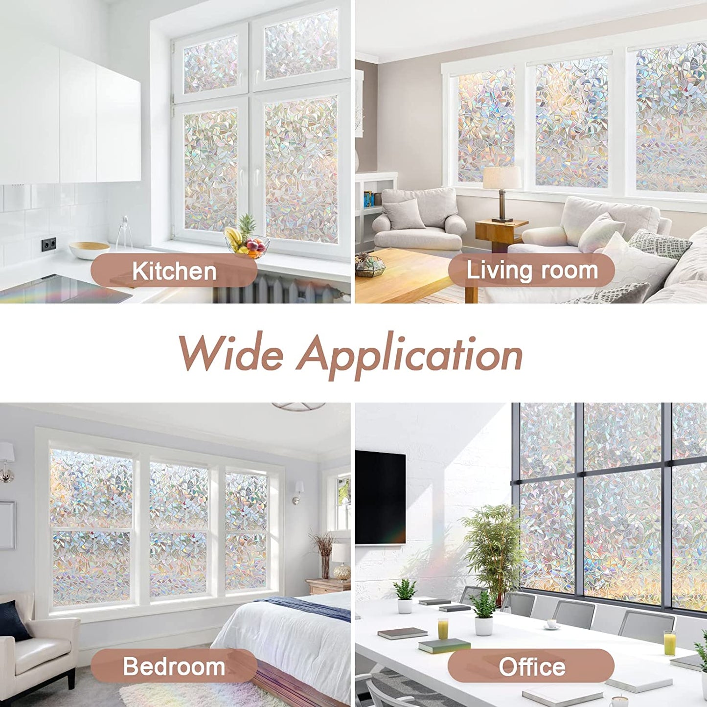 Mul-size Rainbow Window Film 3D Ecology Non Toxic Glass Sticker