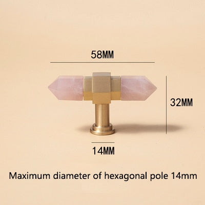 Luver Handle - Natural crystal+ Solid brass Handles Luxury