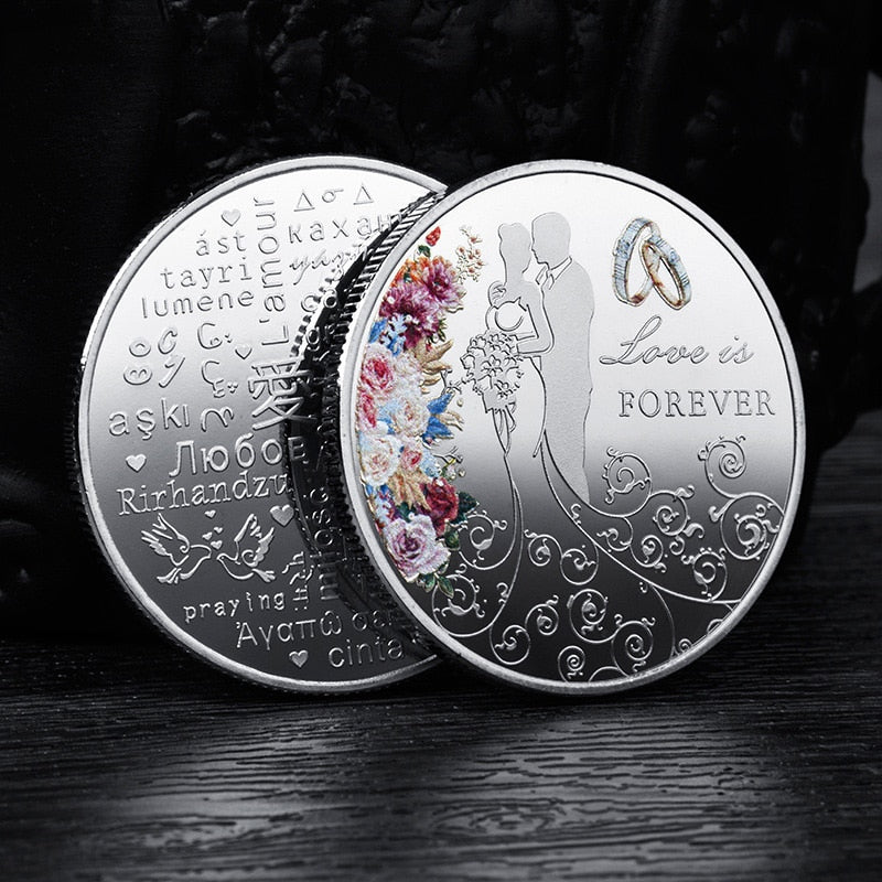 Romantic Lover Colorful Commemorative Gold Coin -Wedding