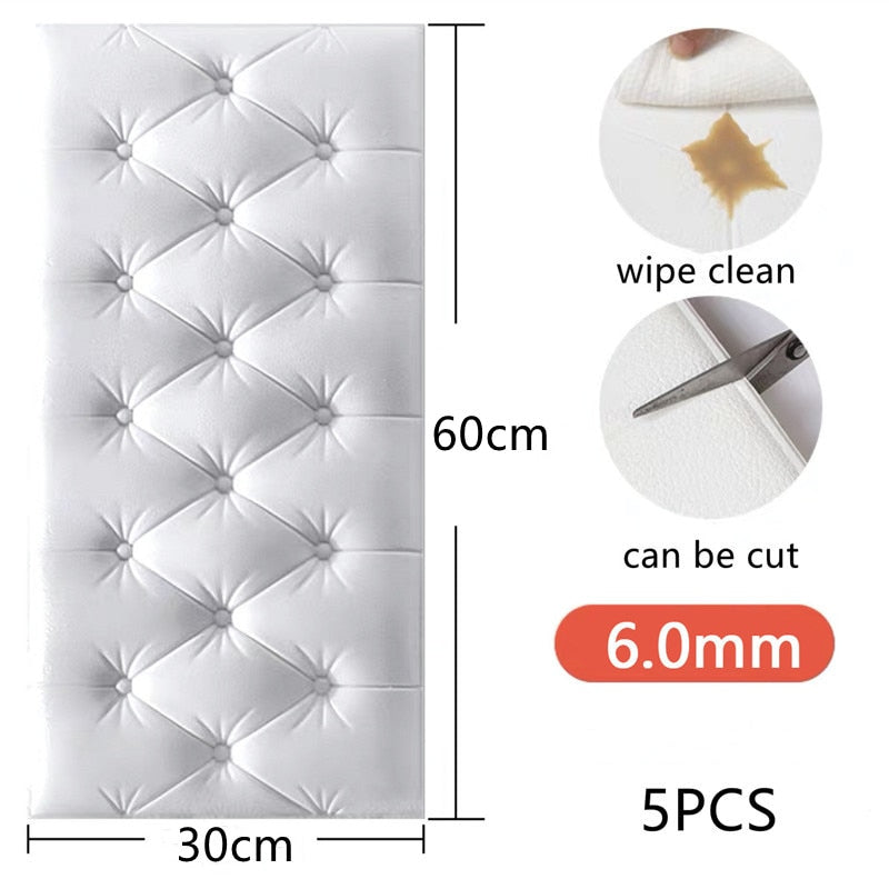 3D Wall Stickers Wallpaper Wall Mat Pad Living Room Soft Foam Cushion