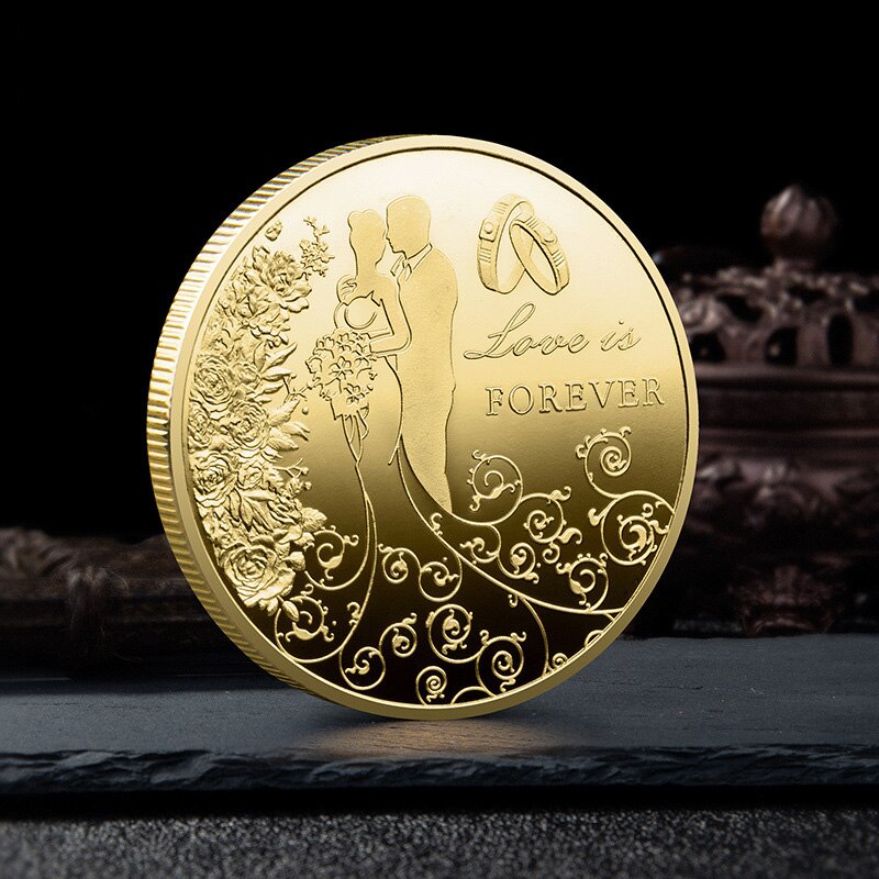 Romantic Lover Colorful Commemorative Gold Coin -Wedding