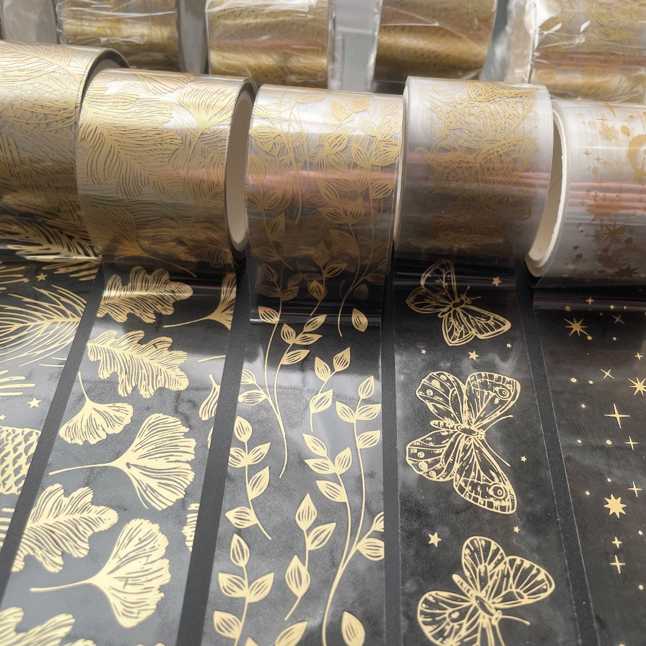 Butterfly feather leaves Sticker-golden transparent-
