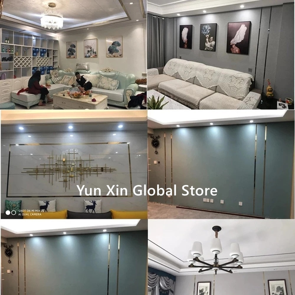 5 Meter Mirror Gold Wall Sticker Stainless Decoration Lines