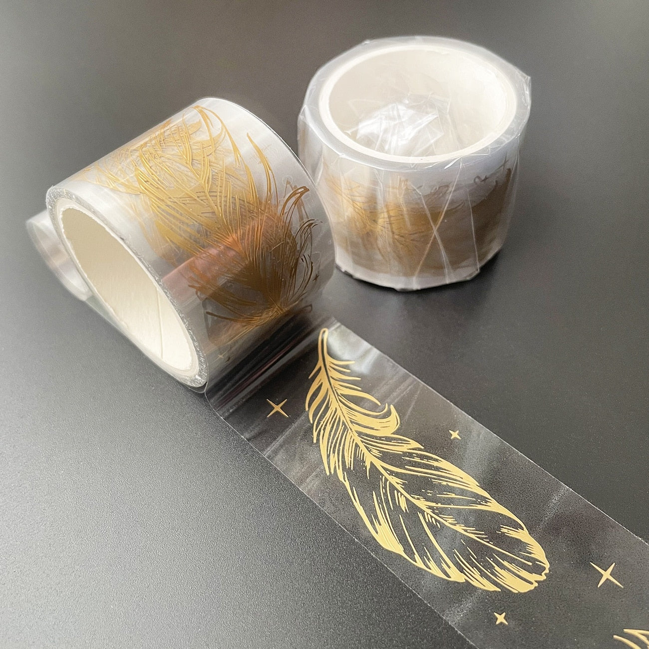 Butterfly feather leaves Sticker-golden transparent-