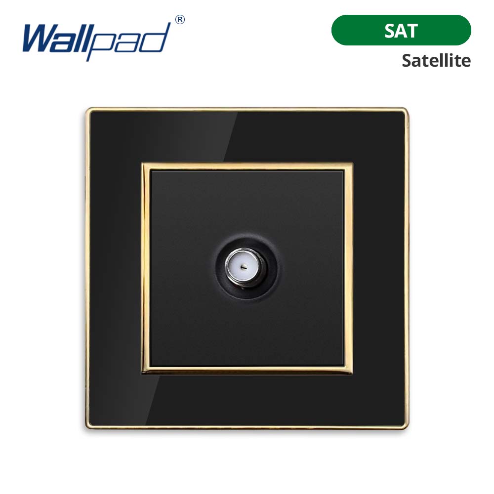 Jamil Wallpad EU- USB Black Acrylic Panel With Gold Border 2 Way Wall Light Switch With LED Motion Sensor