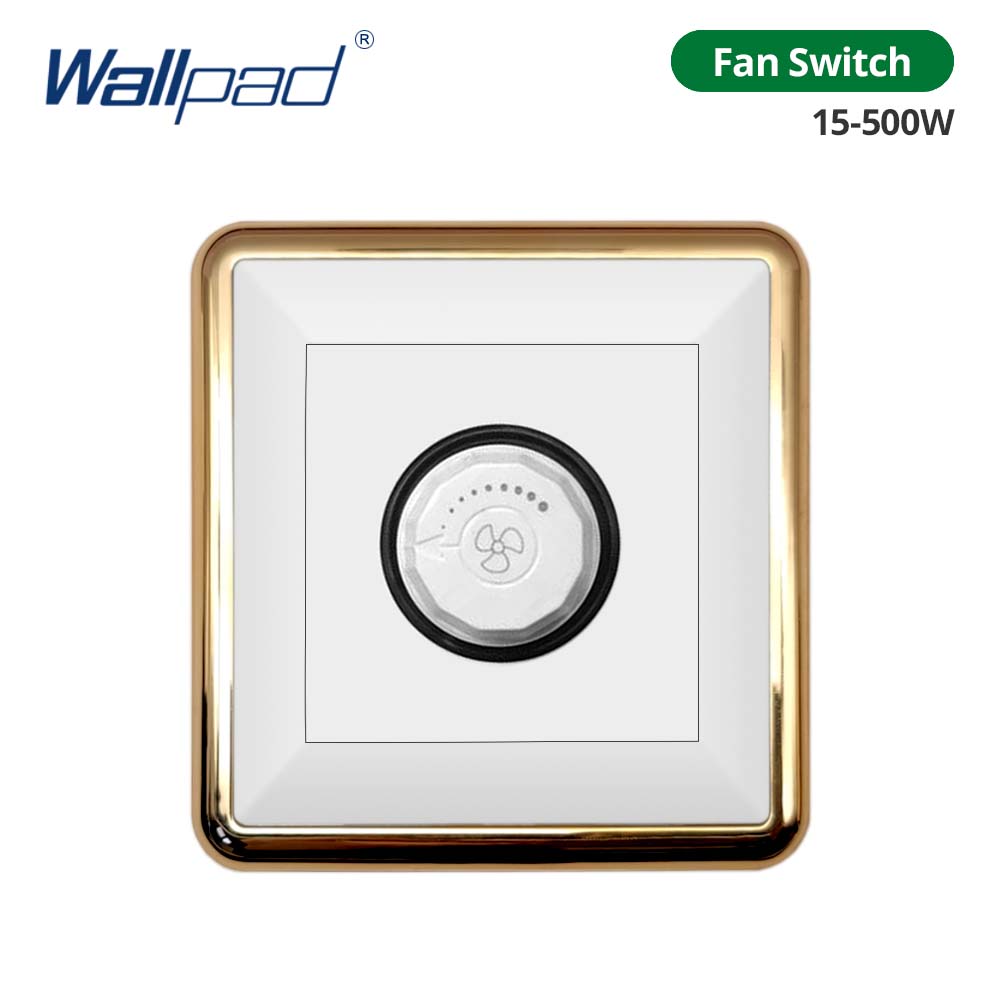 Jamil Wallpad White-Button Gold Border Wall EU UK Electrical Outlets And 1/2/3/4 Gang 1 2 3 Way Light Switches 110 220V