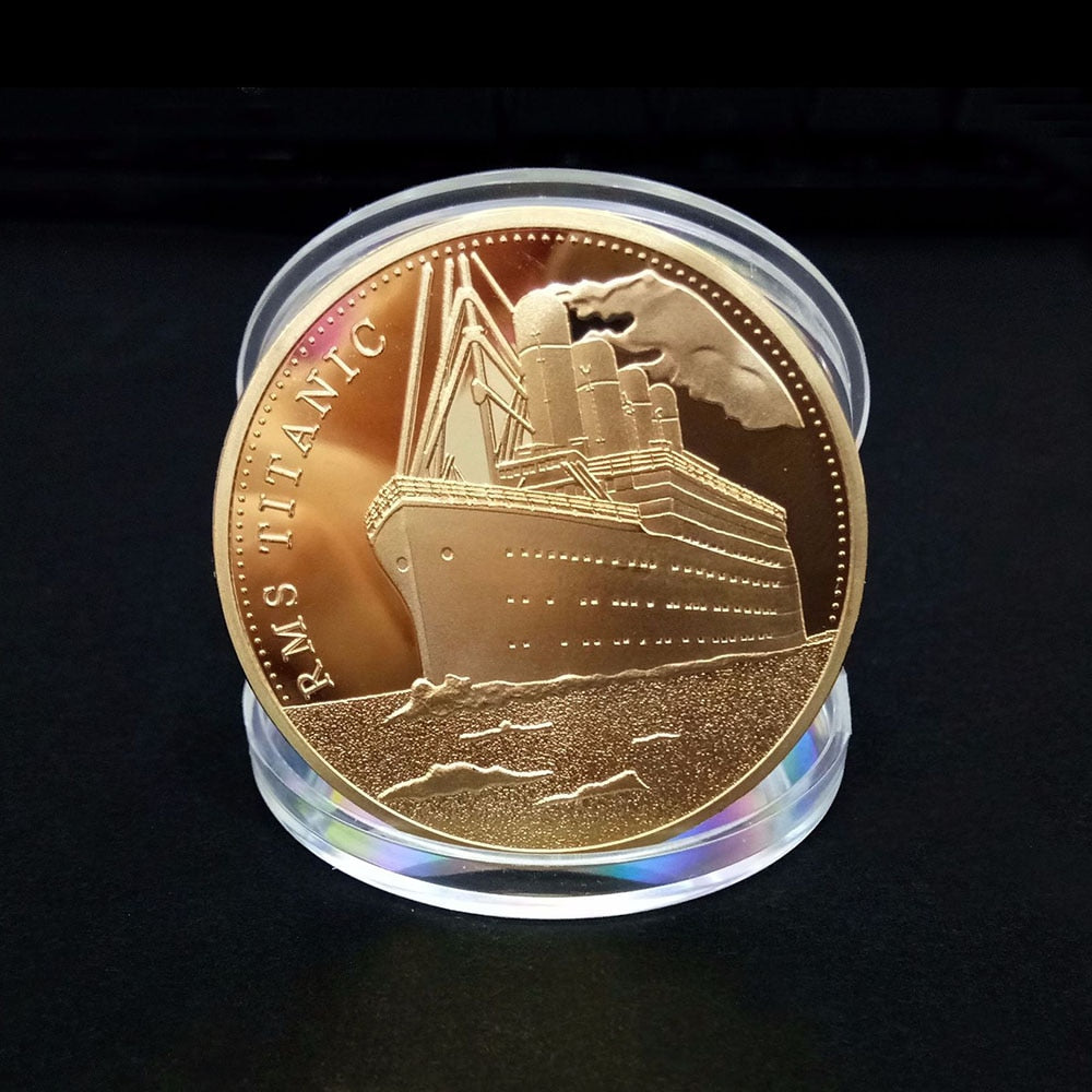Gold Plated Coin Titanic Ship