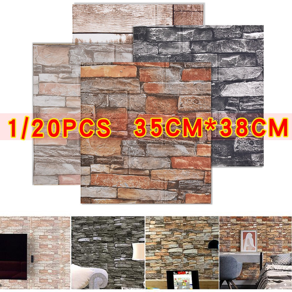 BOBO 20pcs 3D Wallpaper Brick Pattern
