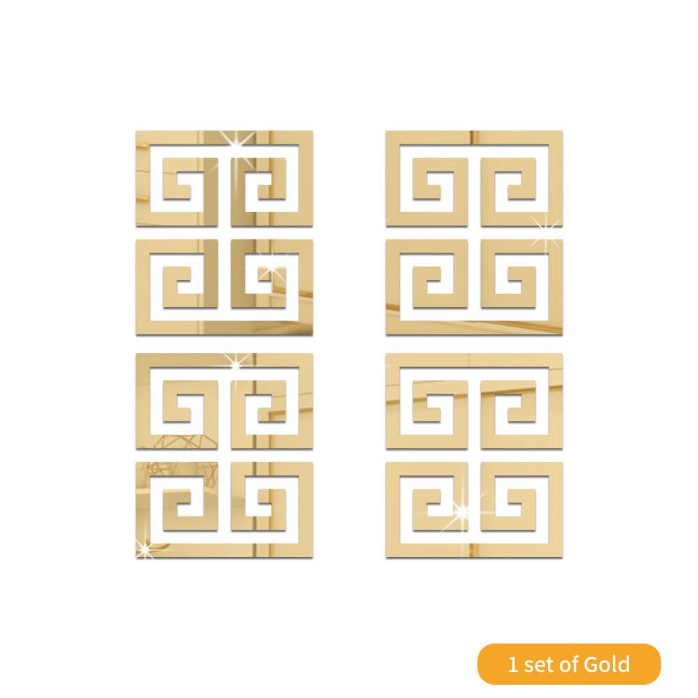 4Pcs Gold Flower 3D Mirror Wall Stickers Furniture Wallpaper Home Decor
