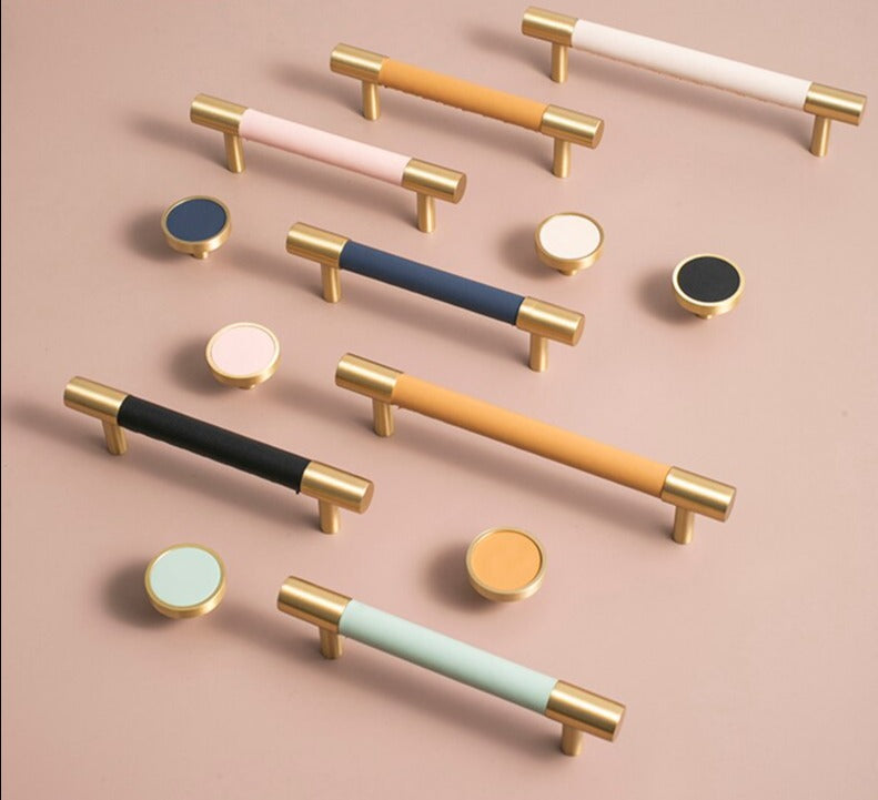 Camilia Handle - Handmade leather+ brass Handles luxury