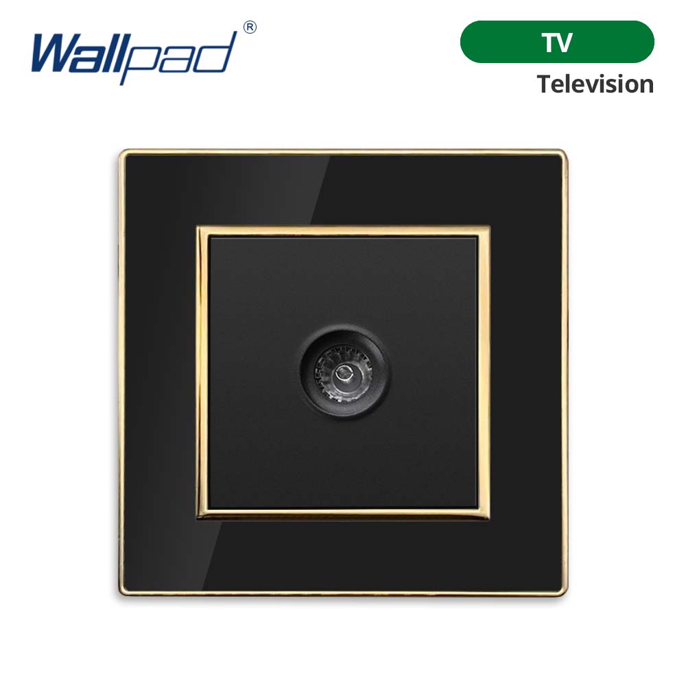 Jamil Wallpad EU- USB Black Acrylic Panel With Gold Border 2 Way Wall Light Switch With LED Motion Sensor