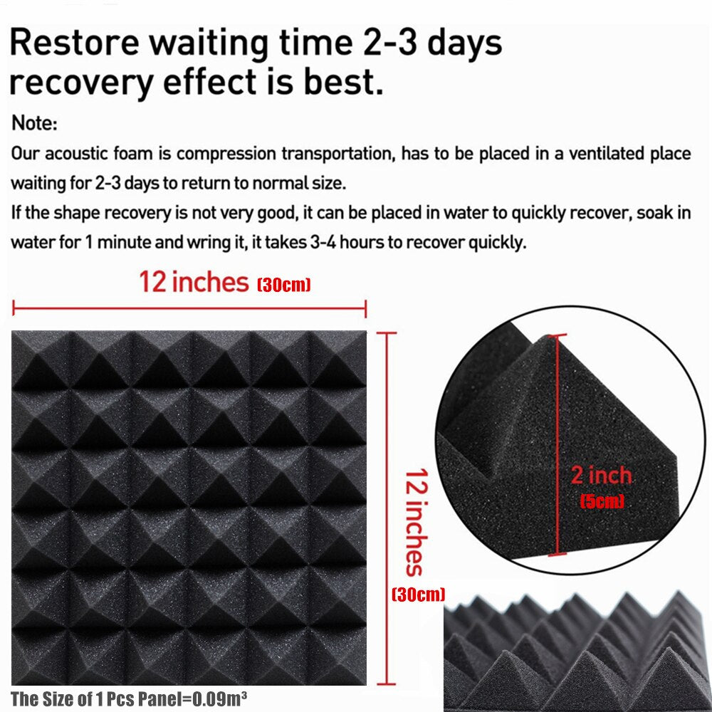 12/24Pcs 30x30x5cm Studio Acoustic Foam Panels