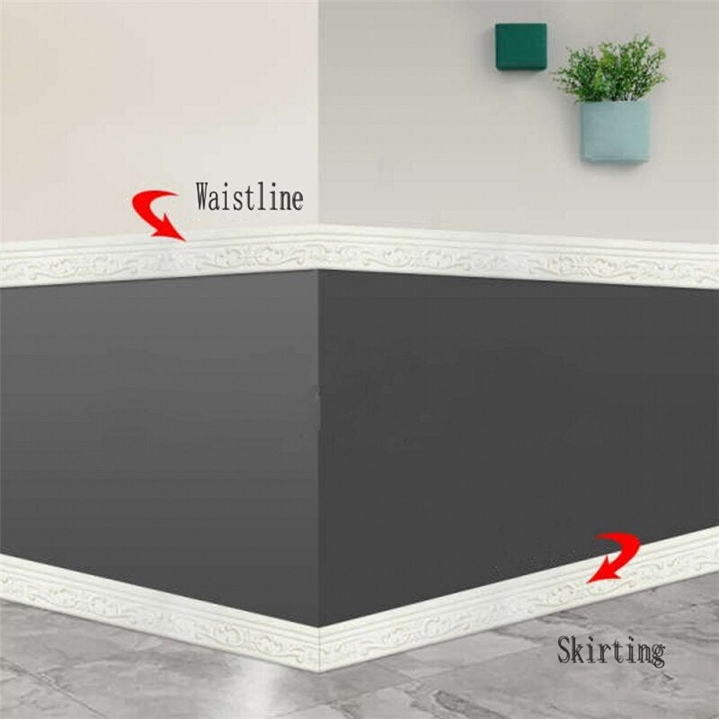 3D Baseboard Wall Stickers Self Adhesive-Waterproof Wallpaper-Border Wall Sticker