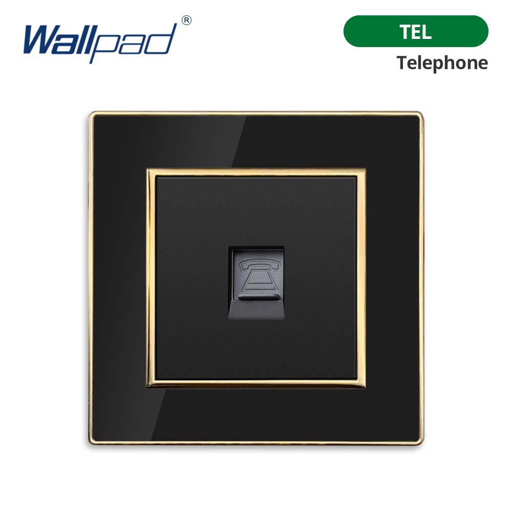 Jamil Wallpad EU- USB Black Acrylic Panel With Gold Border 2 Way Wall Light Switch With LED Motion Sensor