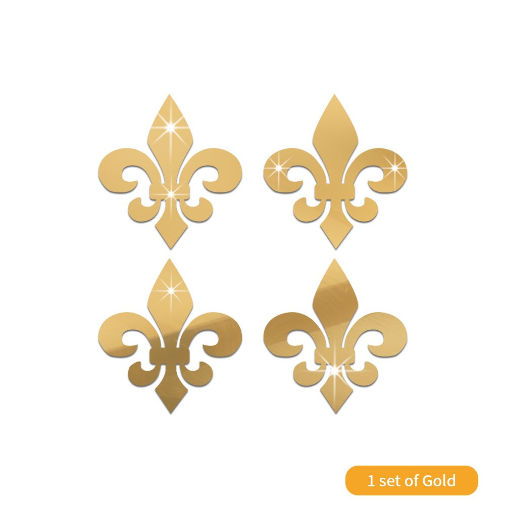 4Pcs Gold Flower 3D Mirror Wall Stickers Furniture Wallpaper Home Decor