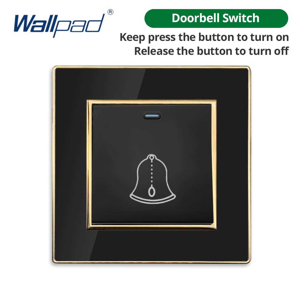 Jamil Wallpad EU- USB Black Acrylic Panel With Gold Border 2 Way Wall Light Switch With LED Motion Sensor