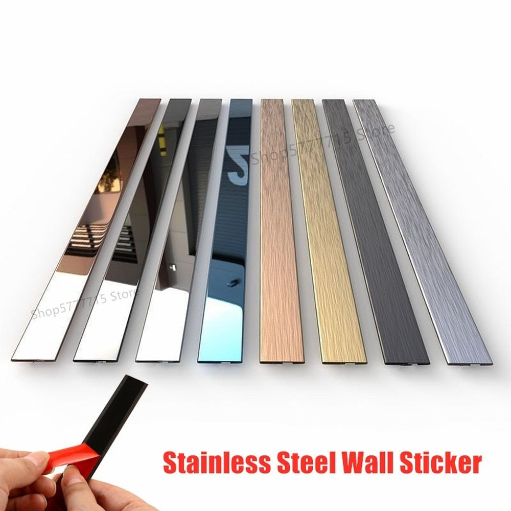 1 Roll Mirror Wall Sticker Stainless Steel Decorations