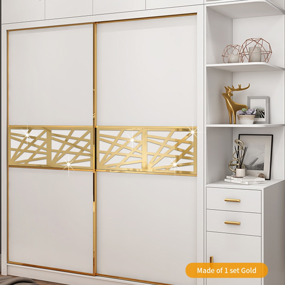 4Pcs Gold Flower 3D Mirror Wall Stickers Furniture Wallpaper Home Decor