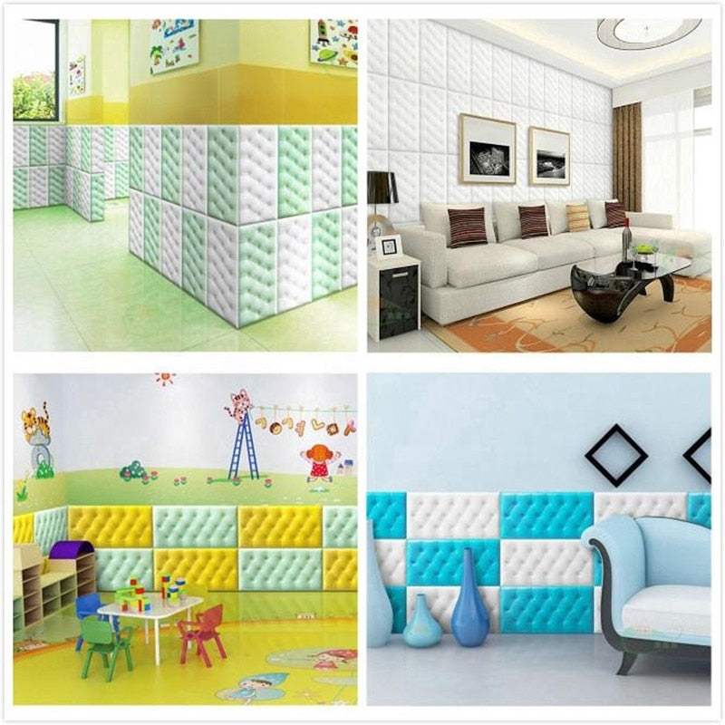 3D Wall Stickers Wallpaper Wall Mat Pad Living Room Soft Foam Cushion