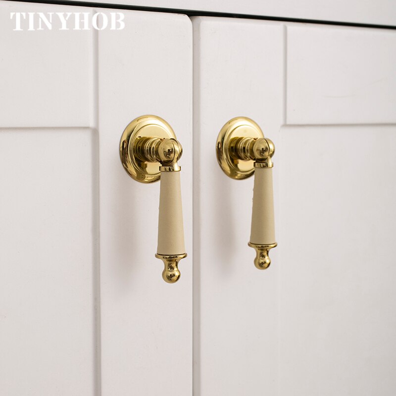 Baya Handle - Leather+Solid Brass Handles Furniture luxury