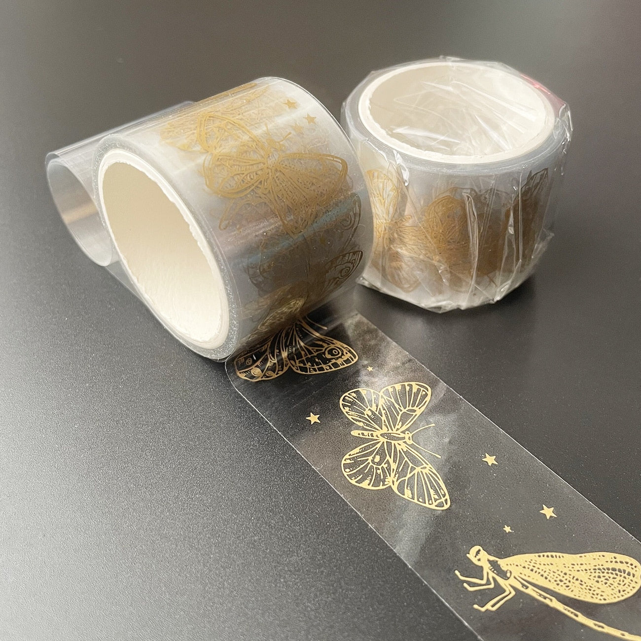 Butterfly feather leaves Sticker-golden transparent-