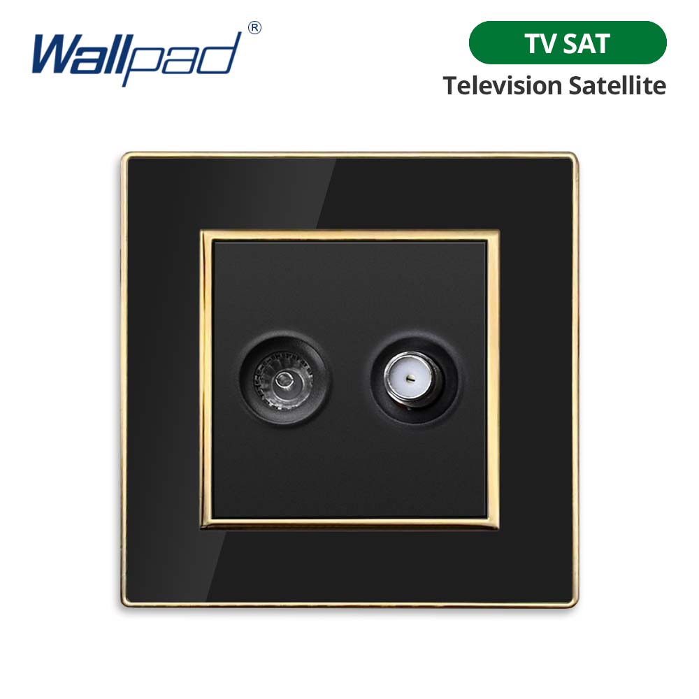 Jamil Wallpad EU- USB Black Acrylic Panel With Gold Border 2 Way Wall Light Switch With LED Motion Sensor