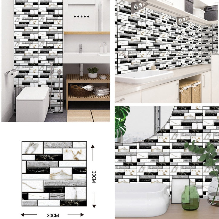 EOEO 12pcs 3D Brick Wall Paper 30x30cm