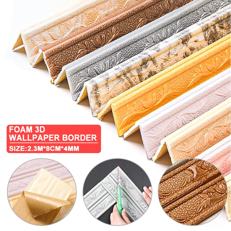 3D Foam Wall Edge Strip Stickers Self Adhesive Waterproof Corner