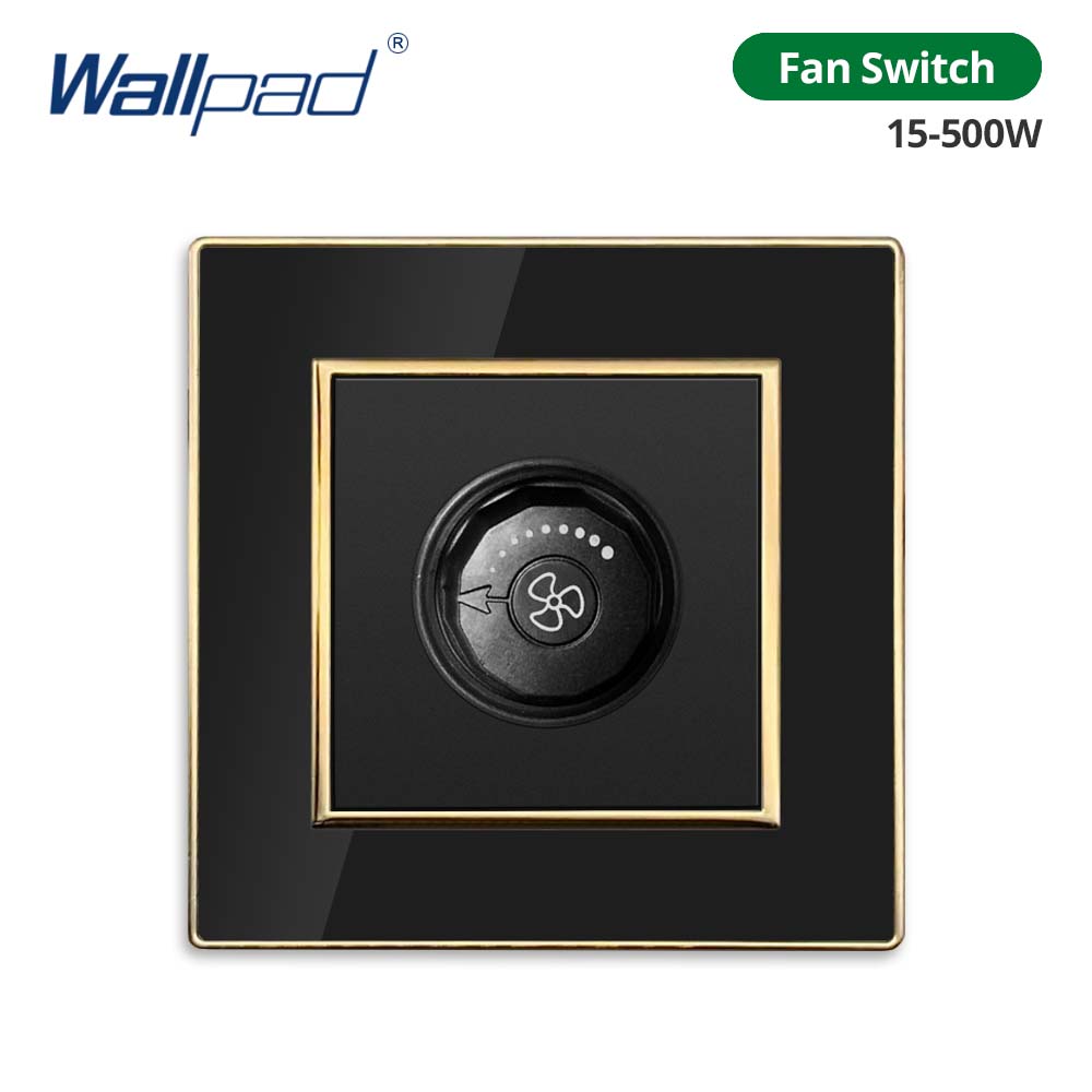 Jamil Wallpad EU- USB Black Acrylic Panel With Gold Border 2 Way Wall Light Switch With LED Motion Sensor