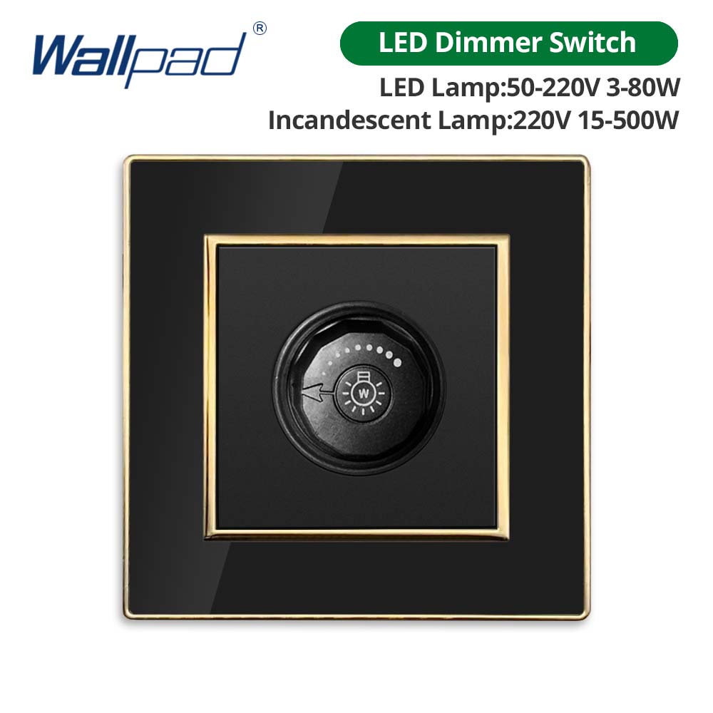 Jamil Wallpad EU- USB Black Acrylic Panel With Gold Border 2 Way Wall Light Switch With LED Motion Sensor