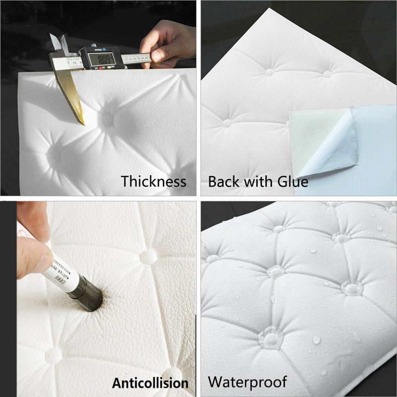 3D Wall Stickers Wallpaper Wall Mat Pad Living Room Soft Foam Cushion