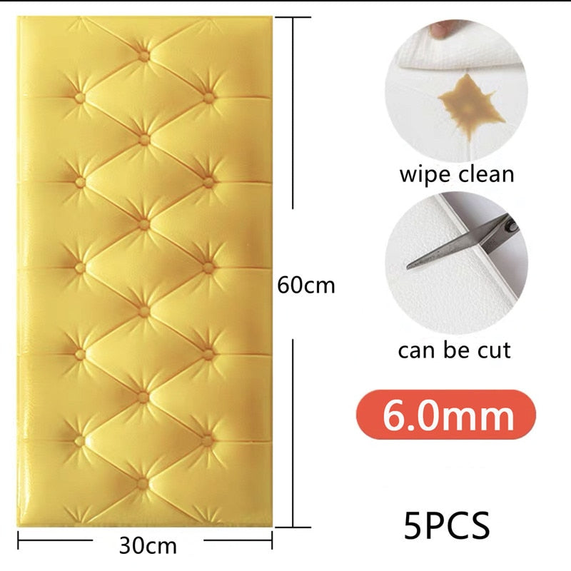 3D Wall Stickers Wallpaper Wall Mat Pad Living Room Soft Foam Cushion