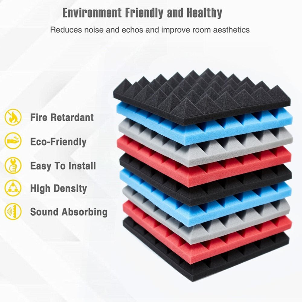 12/24Pcs 30x30x5cm Studio Acoustic Foam Panels