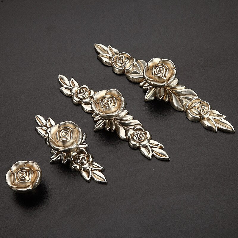 Bluma Handle - European Rose Flower Kitchen Cabinet Handles