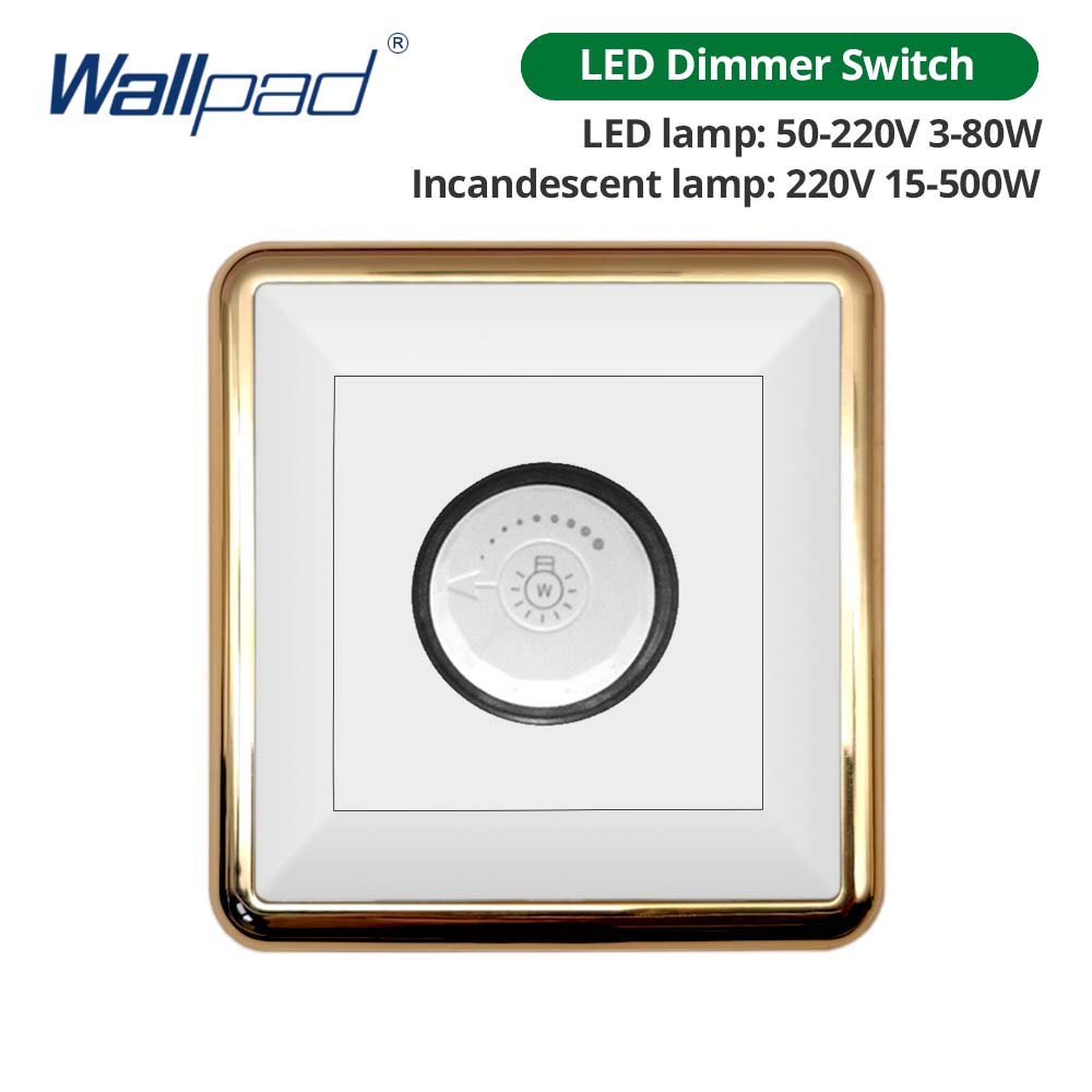 Jamil Wallpad White-Button Gold Border Wall EU UK Electrical Outlets And 1/2/3/4 Gang 1 2 3 Way Light Switches 110 220V