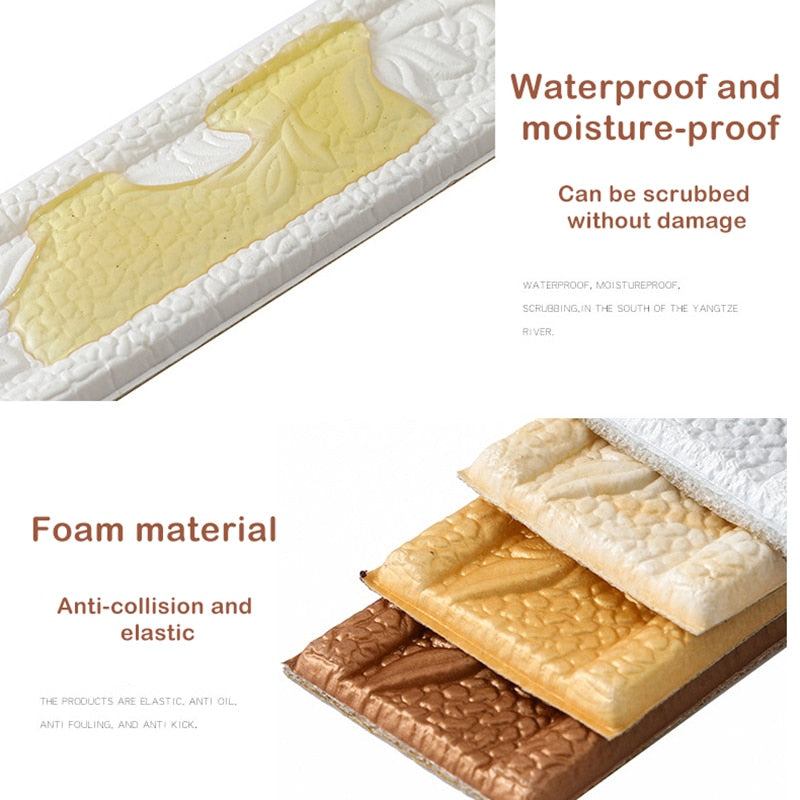 3D Foam Wall Edge Strip Stickers Self Adhesive Waterproof Corner