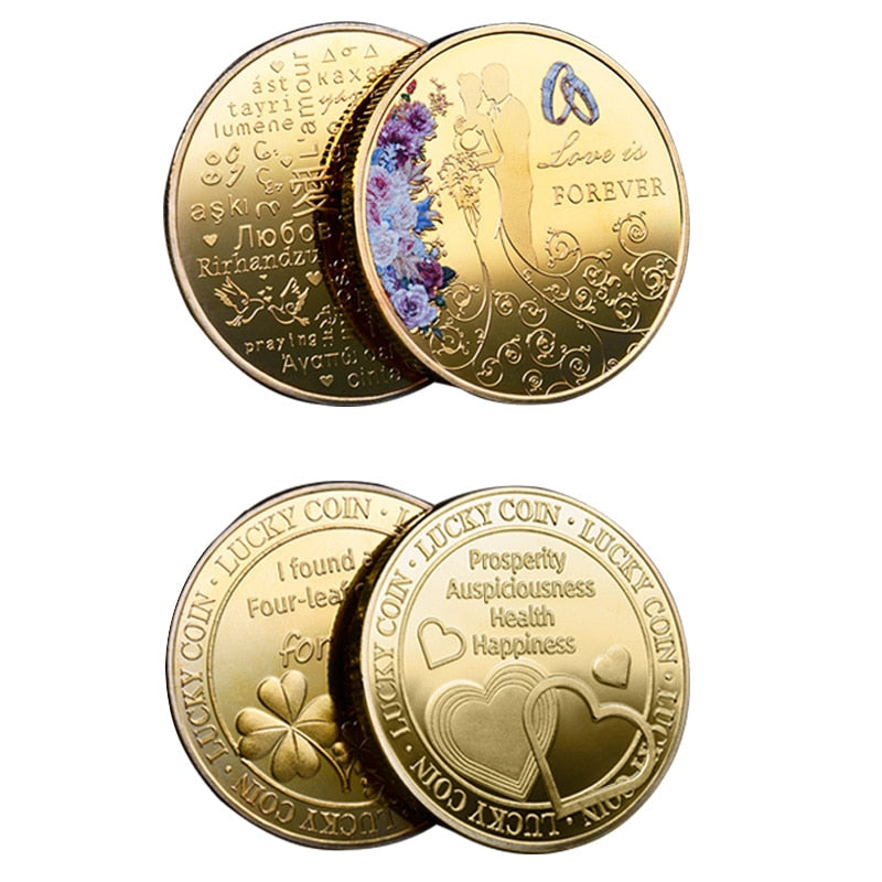 Romantic Lover Colorful Commemorative Gold Coin -Wedding