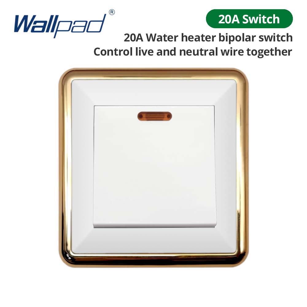 Jamil Wallpad White-Button Gold Border Wall EU UK Electrical Outlets And 1/2/3/4 Gang 1 2 3 Way Light Switches 110 220V