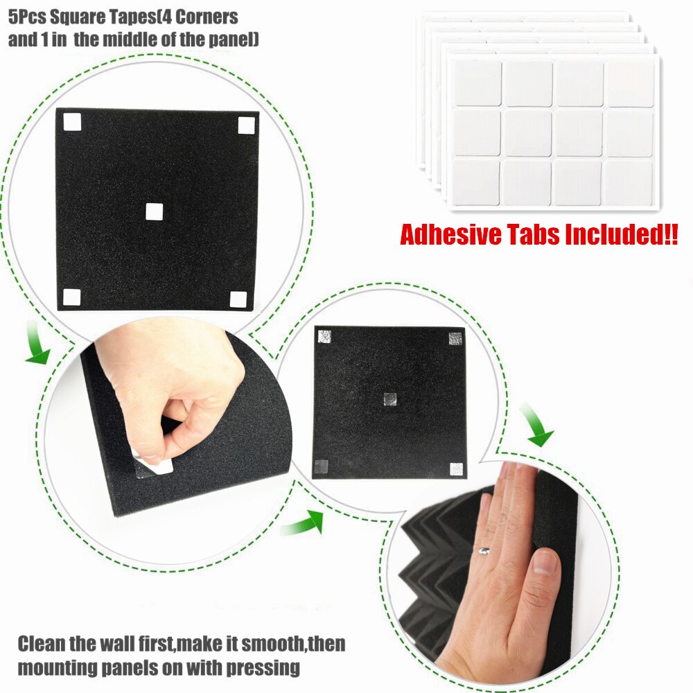 12/24Pcs 30x30x5cm Studio Acoustic Foam Panels