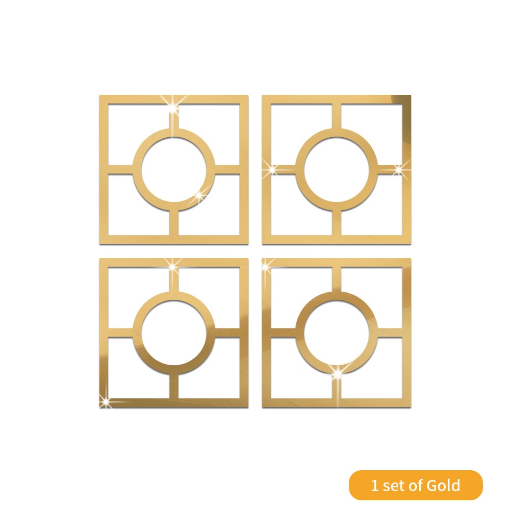 4Pcs Gold Flower 3D Mirror Wall Stickers Furniture Wallpaper Home Decor