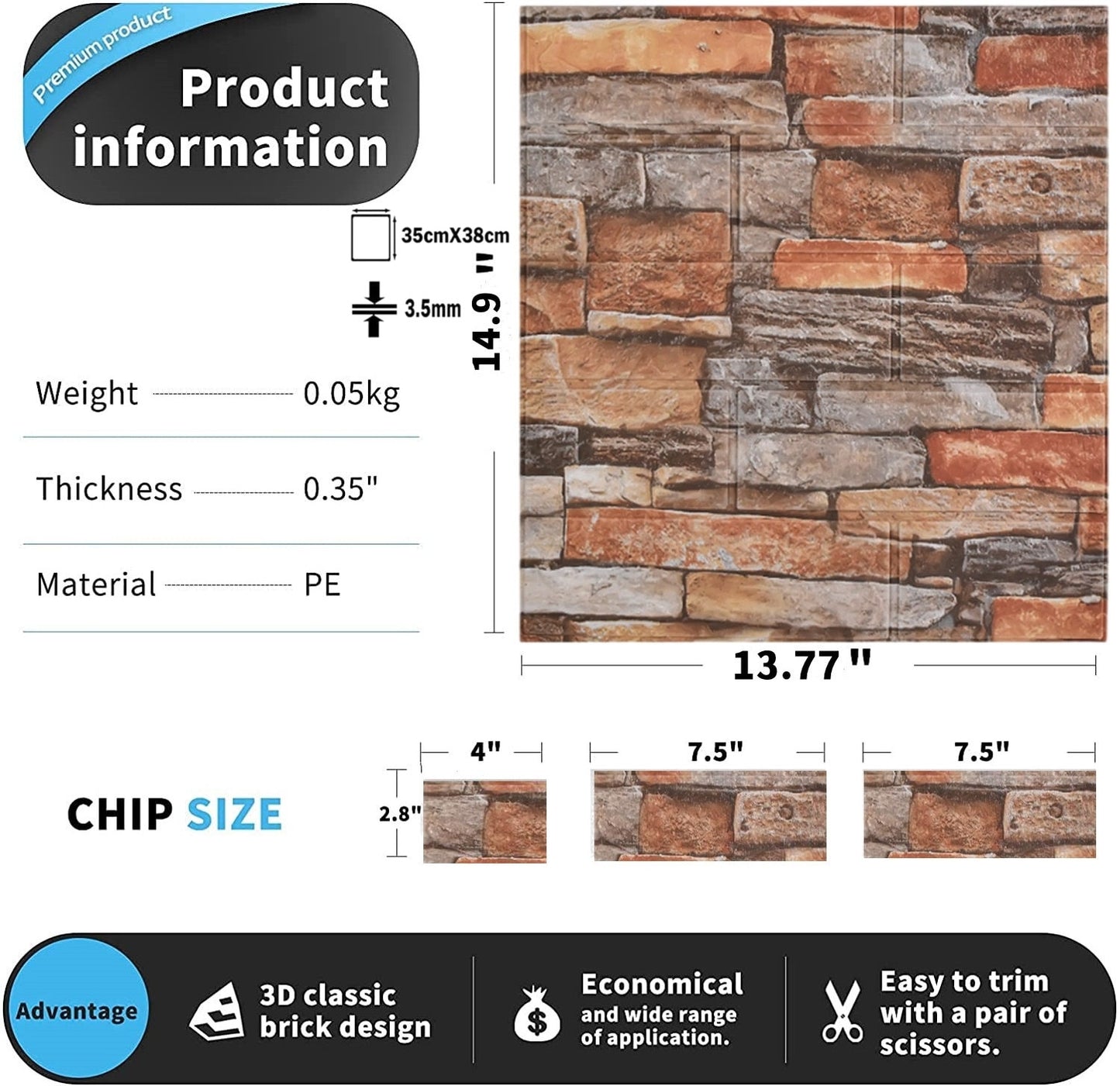 BOBO 20pcs 3D Wallpaper Brick Pattern