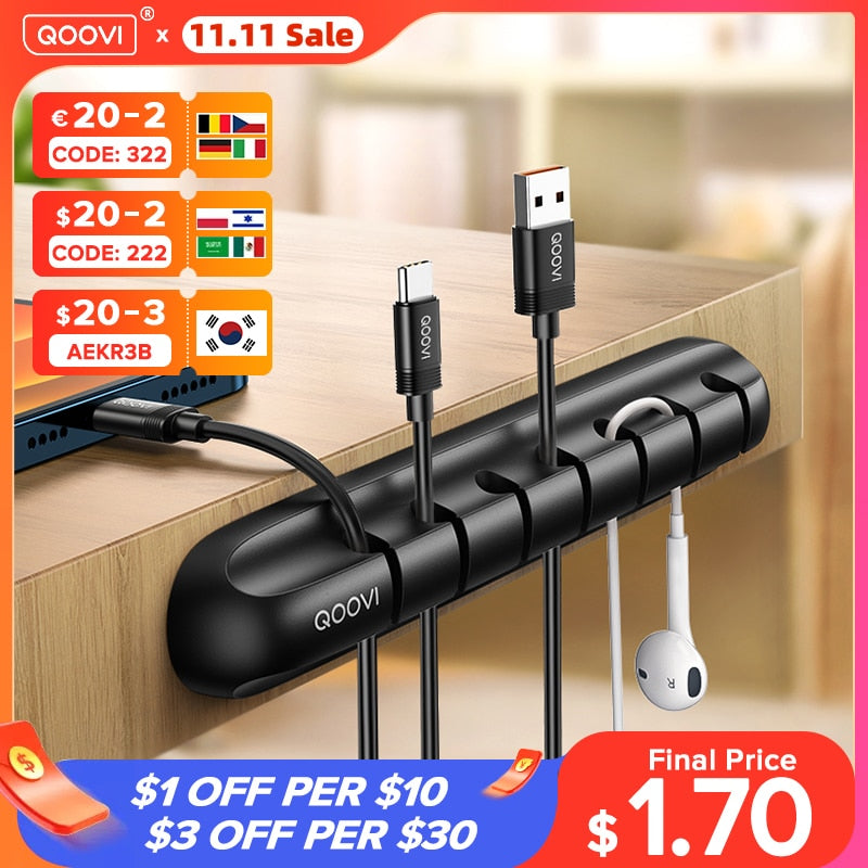 Wire Holder Flexible USB Cable Winder Tidy Silicone Clips For Mouse Keyboard Earphone Protector