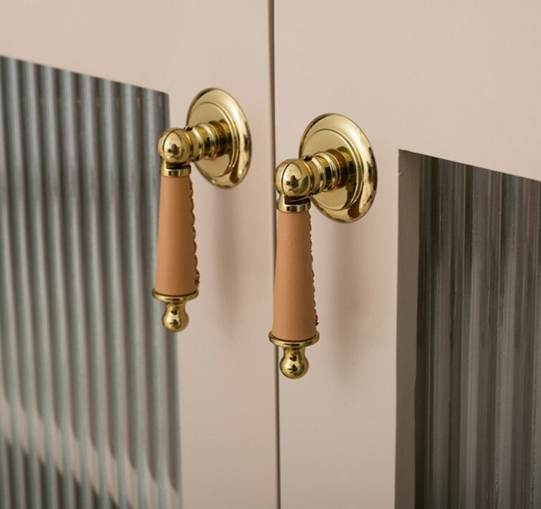 Baya Handle - Leather+Solid Brass Handles Furniture luxury