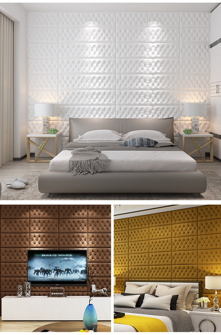 3D Wall Stickers Wallpaper Wall Mat Pad Living Room Soft Foam Cushion